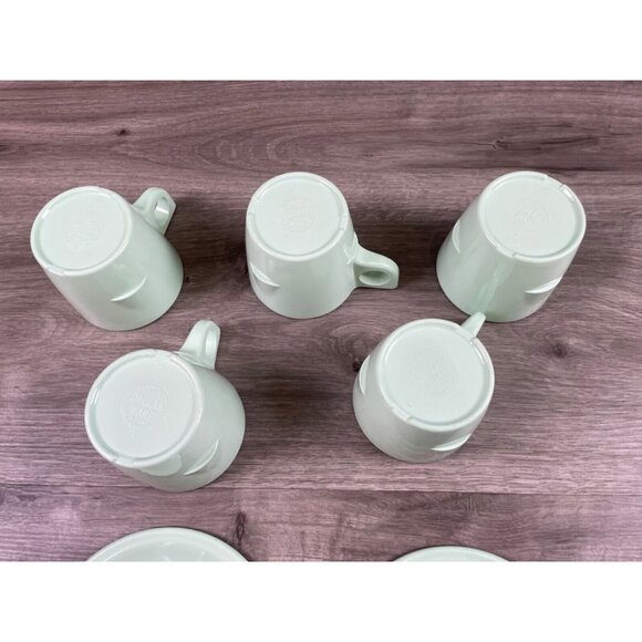 Lot of 5 Vintage Dallas Ware Coffee Cups - Pretty Seafoam Green - Made in USA - Picture 10 of 16